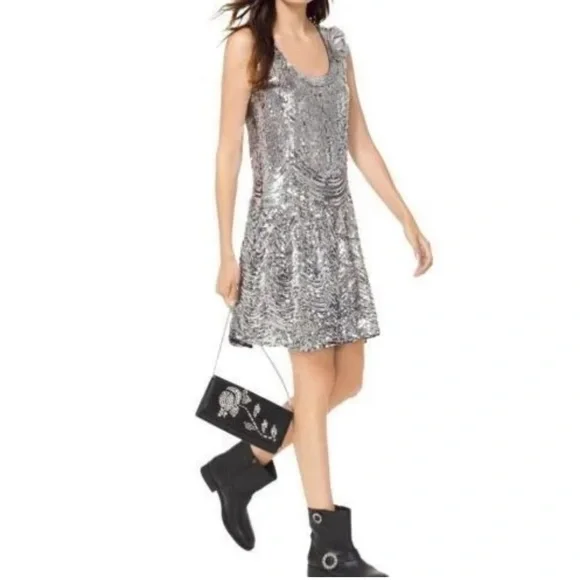 Michael Kors silver sequin party dress